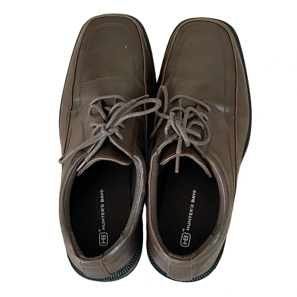 Hunter’s Bay | Brown synthetic leather lace up Oxford dress shoes men’s …